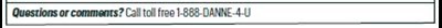 Questions Or Comments? Call Toll Free 1-888-danne-4-u (Nutrascreen Cb Questions)